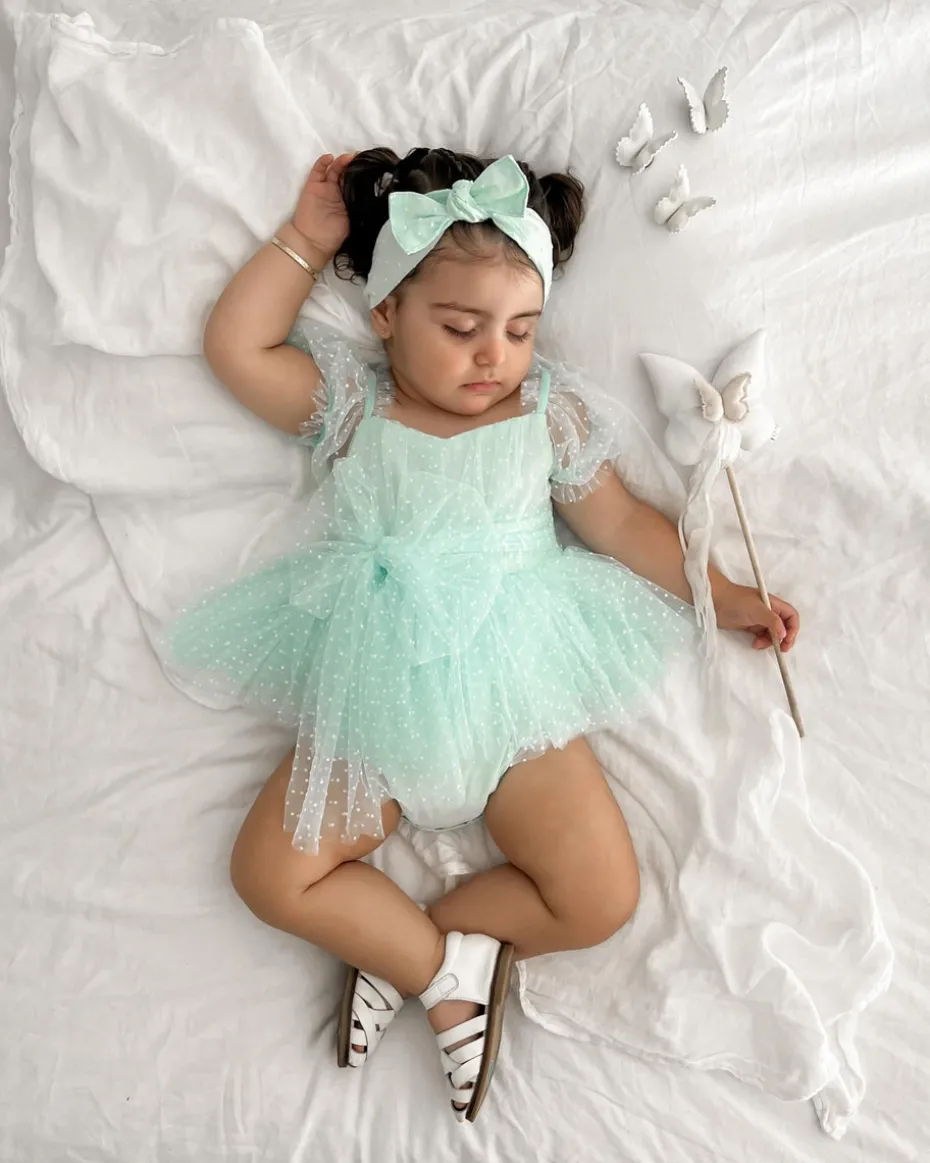 Pastel Peppermint Swiss Dot Baby Girl Tulle Hair Accessories