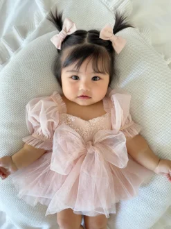 Pastel Pink Sparkle Baby Girl Tulle Hair Accessories