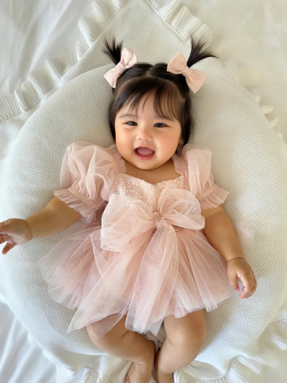 Pastel Pink Sparkle Baby Girl Tulle Hair Accessories