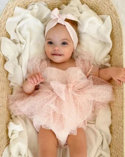 Pastel Pink Swiss Dot Baby Girl Tulle Hair Accessories