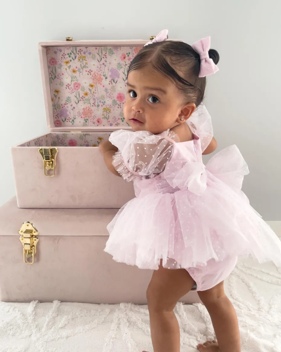 Pastel Sweet Lilac Swiss Dot Baby Girl Tulle Hair Accessories