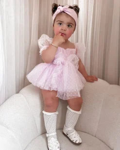 Pastel Sweet Lilac Swiss Dot Baby Girl Tulle Hair Accessories