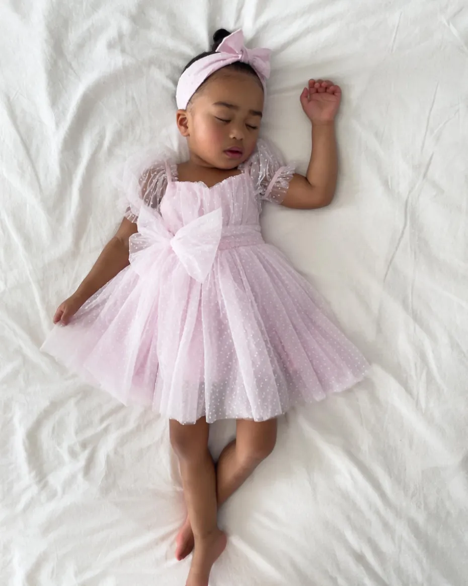 Pastel Sweet Lilac Swiss Dot Baby Girl Tulle Hair Accessories
