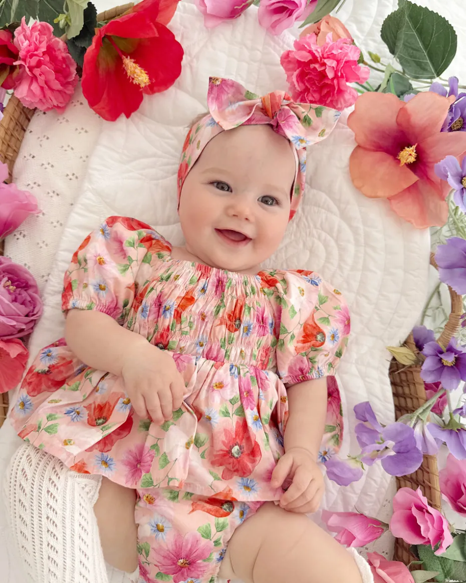 Peach Blossom Baby Girl Floral Romper