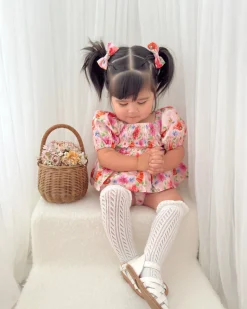 Peach Blossom Baby Girl Floral Romper