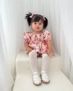 Peach Blossom Baby Girl Floral Romper