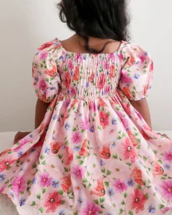 Peach Blossom Girls Floral Dress