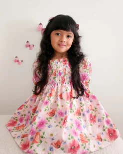 Peach Blossom Girls Floral Dress