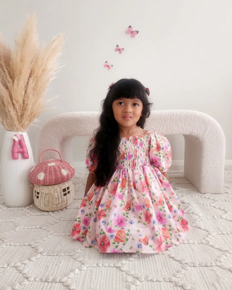 Peach Blossom Girls Floral Dress