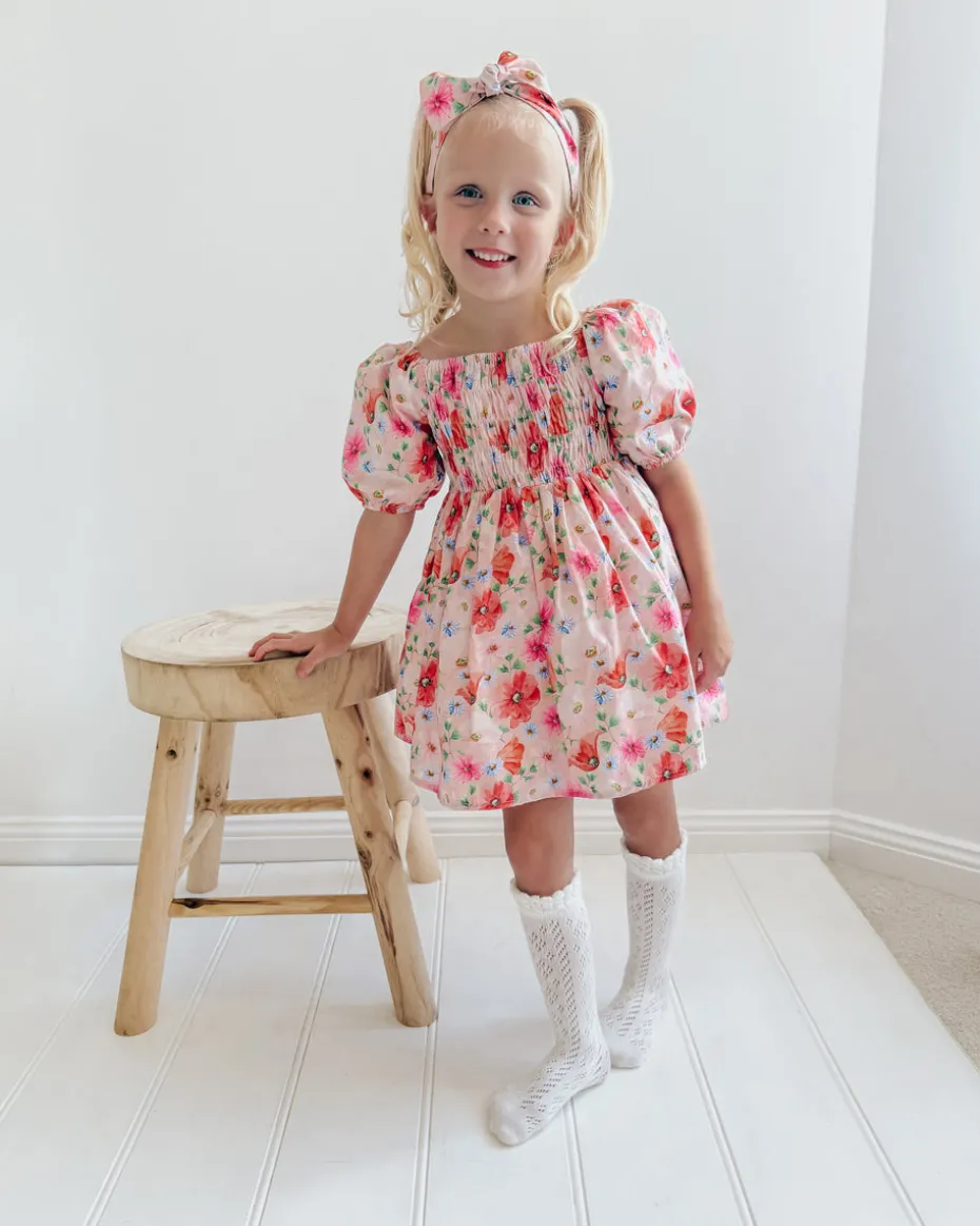Peach Blossom Girls Floral Dress