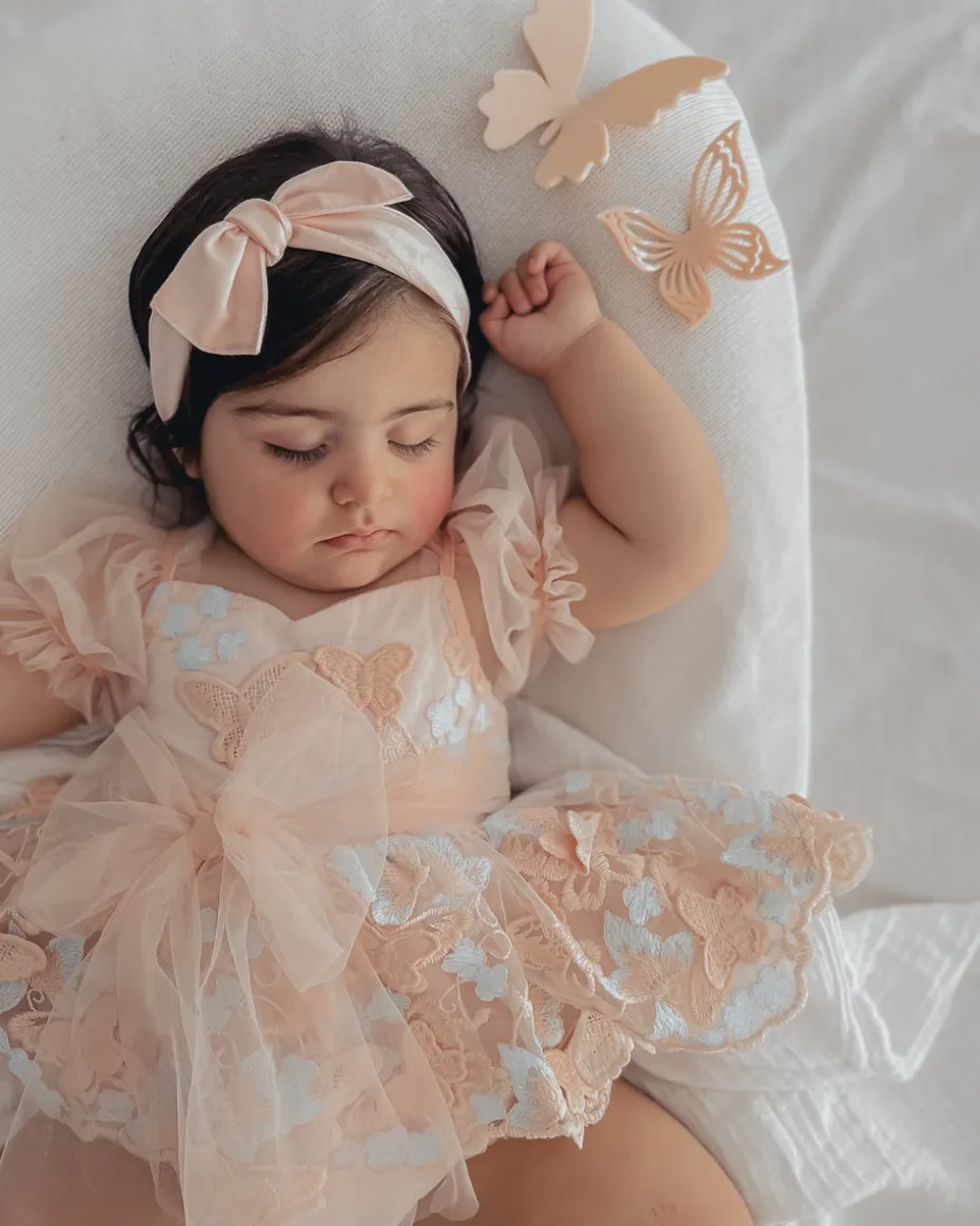 Peach Rose Baby Girl Tulle Hair Accessories