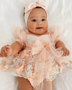Peach Rose Baby Girl Tulle Hair Accessories