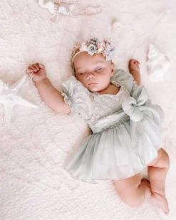 Pearl Blue Stretch Baby Girl Flower Crown