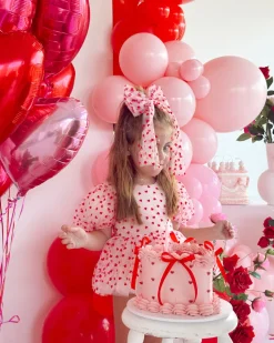 Pink Heart Tulle Girls Hair Bow