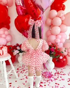 Pink Heart Tulle Girls Hair Bow