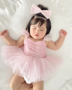 Polly Candy Pink Sequin Baby Girl Romper