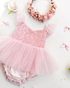 Polly Candy Pink Sequin Baby Girl Romper