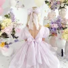 Purple Pearl Organza Girls Hair Bow