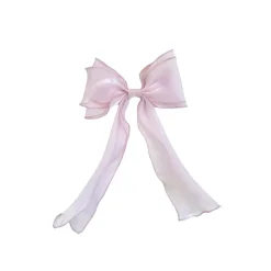 Purple Pearl Organza Girls Hair Bow