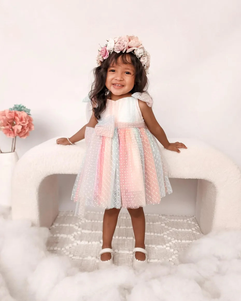 Rainbow Fairy Floss Girls Party Dress