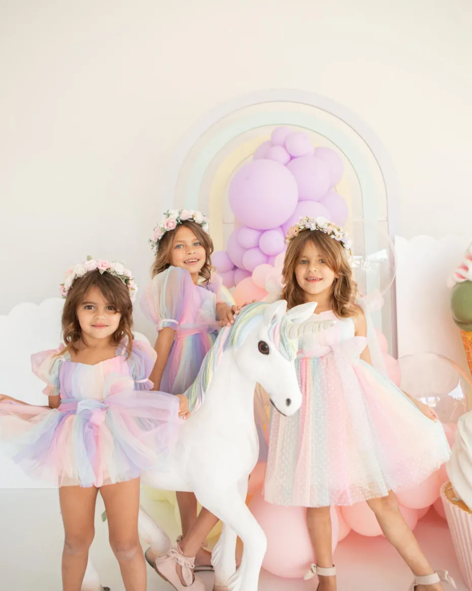 Rainbow Fairy Floss Girls Party Dress
