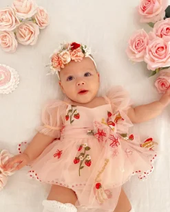 Raspberry Rose Stretch Baby Girls Flower Crown