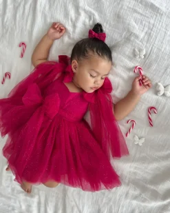 Ruby Red Sparkle Baby Girl Tulle Hair Accessories