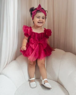 Ruby Red Sparkle Baby Girl Tulle Hair Accessories