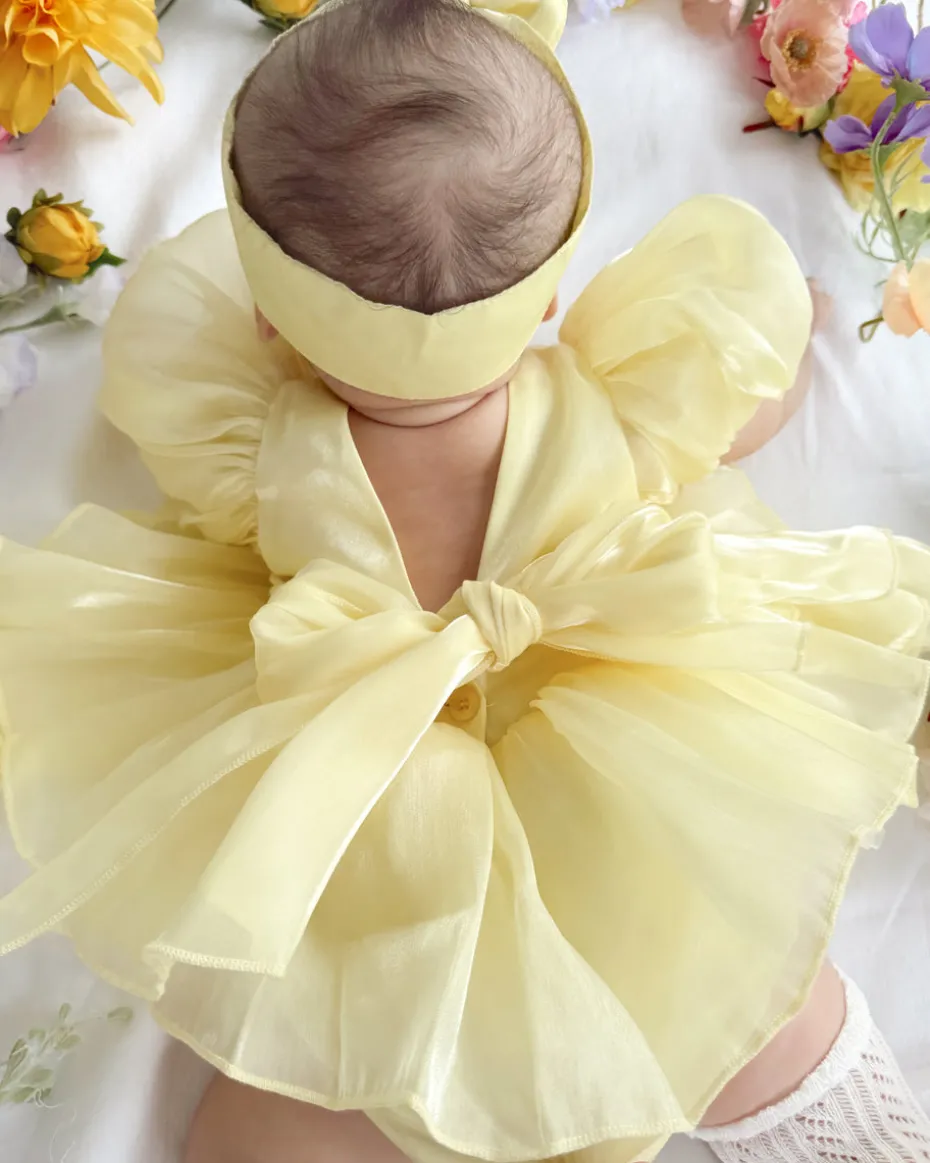 Scarlette Rose Canary Lemon Baby Girl Romper