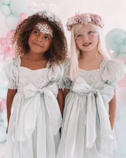 Shell Cove Sequin Green Girls Party Dress