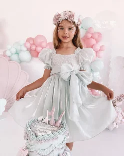 Shell Cove Sequin Green Girls Party Dress