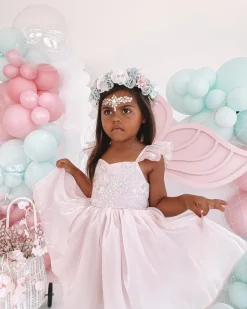 Shell Cove Sequin Pink Girls Party Dress