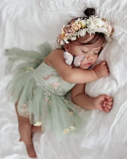 Sugar Plum Forest Green Baby Girl Romper