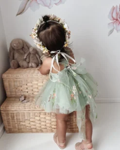 Sugar Plum Forest Green Baby Girl Romper