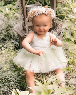 Sugar Plum Forest Green Baby Girl Romper