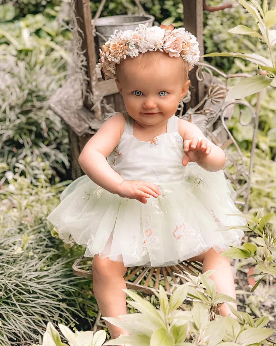 Sugar Plum Forest Green Baby Girl Romper