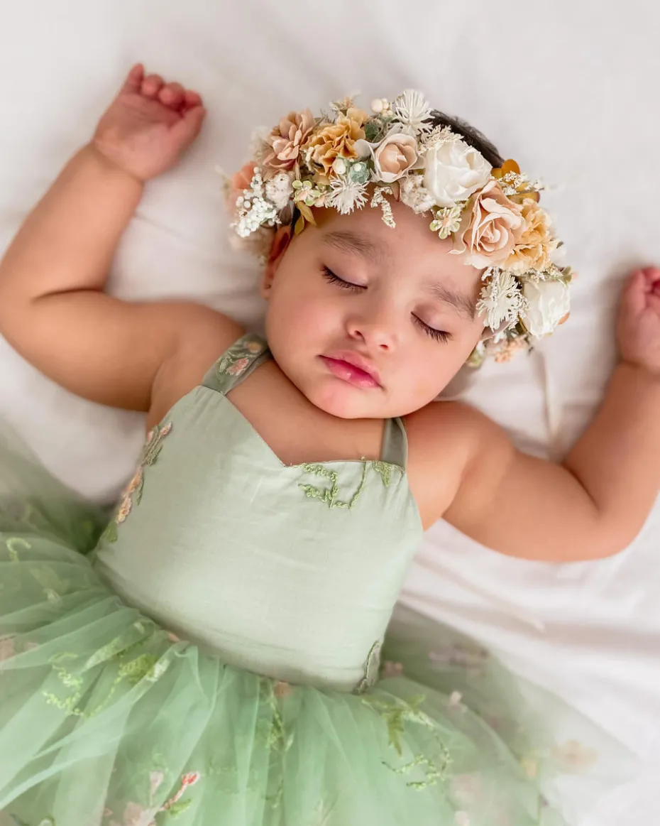 Sugar Plum Forest Green Baby Girl Romper