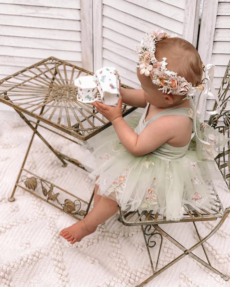 Sugar Plum Forest Green Baby Girl Romper