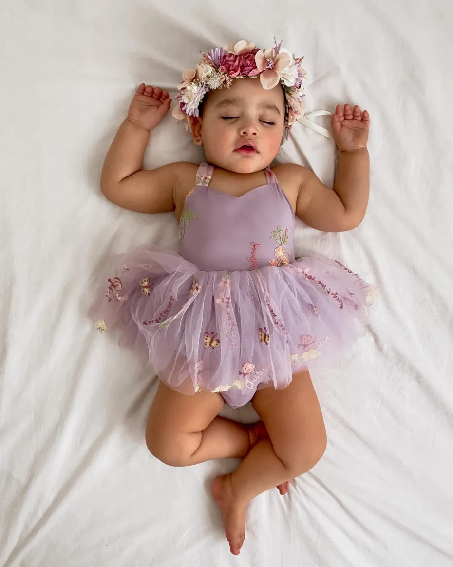 Sugar Plum Lavender Baby Girl Romper