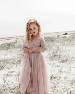Swan Dusty Rose Flower Girl Dress