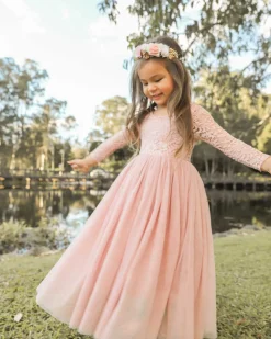 Swan Dusty Rose Flower Girl Dress