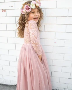 Swan Dusty Rose Flower Girl Dress