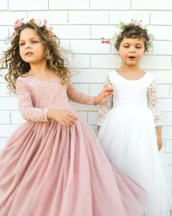 Swan White Flower Girl Lace Dress