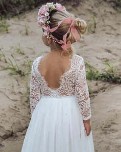 Swan White Flower Girl Lace Dress