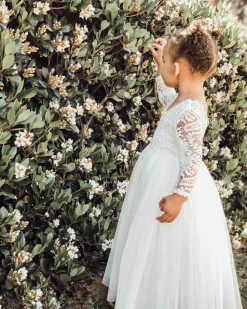 Swan White Flower Girl Lace Dress