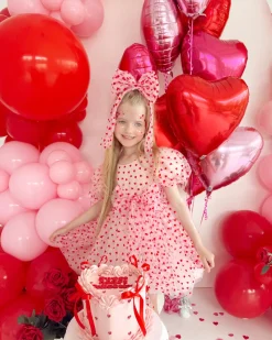 Sweetheart Pink Heart Girls Party Dress