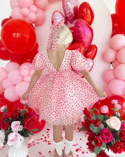 Sweetheart Pink Heart Girls Party Dress