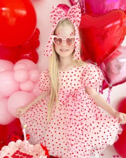 Sweetheart Pink Heart Girls Party Dress