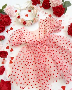 Sweetheart Pink Heart Girls Party Dress