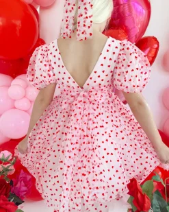 Sweetheart Pink Heart Girls Party Dress
